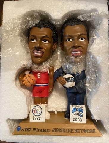 DR J JULIUS ERVING 2003 Philadelphia 76ers Orlando Magic SGA Dual Bobblehead Cover