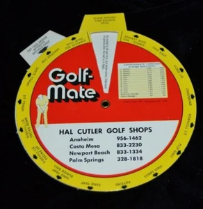 Reglas deslizantes vintage 1971 Golf-Mate publicidad tiendas de golf de California posición a pie - Imagen 1 de 1