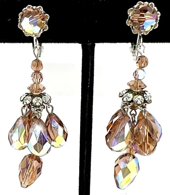 Beautiful Vendome Dangle Earrings in Topaz; perfect for Fall; 3" drop - Image 1 of 4