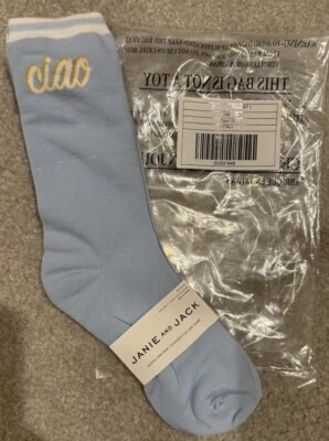 Janie And Jack Ciao Bella (Italian) Blue Socks Shoe Size 3-5 Age 10 To 12 NWT - Image 1 of 4