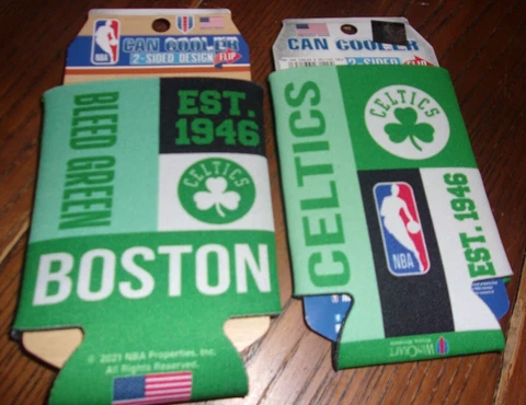 BOSTON CELTICS 2 SIDED SOFT FOAM CAN COOLER KOOZIE HOLDER WINCRAFT ( LOT OF 2 ) Cover