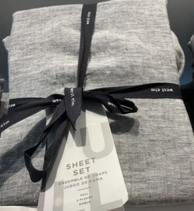 New1st Quality West Elm Belgian European Flax Linen Full Sheet Set Slate Melange - Picture 1 of 2