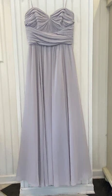 AMSALE Vestido Drapeado Sin Tirantes Talla 12 Gris Dama de honor Crepé Gasa Foto 1 de 4