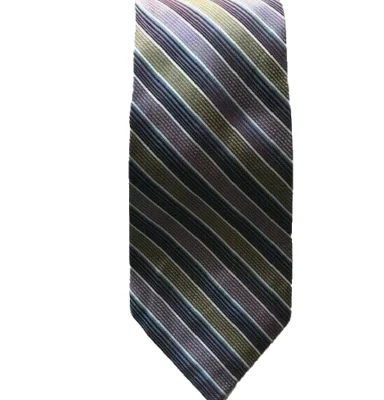 Corbata Claiborne hecha a mano para hombre a rayas de seda 60" L 4" W Foto 1 de 2