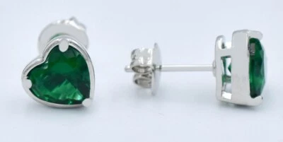 ИЗУМРУД 2,88 карата серьги-гвоздики 14k белое золото покрытием - сделано в США - новый с Ярлыками - Изображение 1 из 4