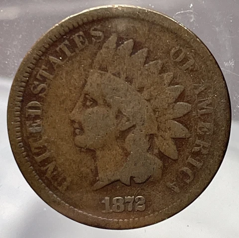 1872 Indian Head Cent VG Problem Free Cover