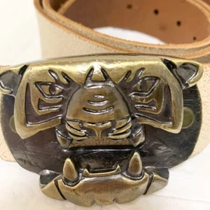 Diesel Leather Belt Tiger Buckle Size M L-103cm Brown Camel - Picture 1 of 20