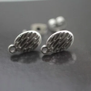 5 Paar Ohrstecker Zubehör 8 x13 mm Silber Metall DIY Schmuck basteln - Picture 1 of 5