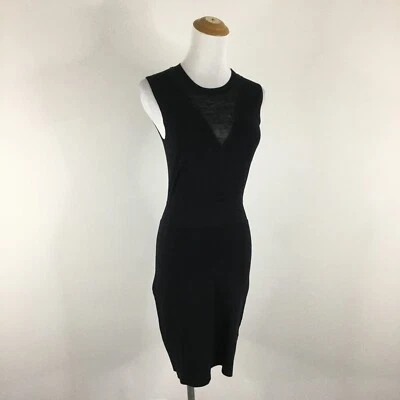 Vestido feminino THEORY preto Alvra encantado linho transparente malha inserção frontal tamanho P-XS - Imagem 1 de 4
