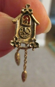 Vintage Gold Colored Metal Cuckoo Clock Tack or Small Pin - Picture 1 of 5
