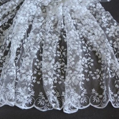 Brillant Dentelle Brodé Tissu Maille Floral pour Robe Rideau Tulle Voile