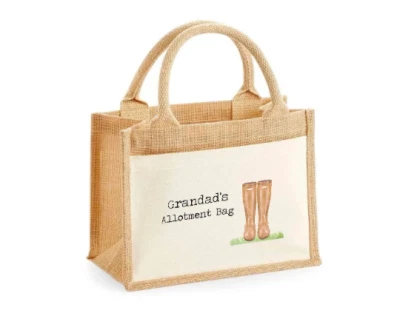 Personalised XL Jute Bag Allotment bag Grandad Dad Men's Gift  - Image 1 of 2