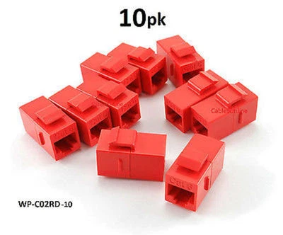 10-PACK CAT6 Female/Female RJ45 Ethernet Red Keystone Jack Coupler, WP-C02RD - Image 1 of 2