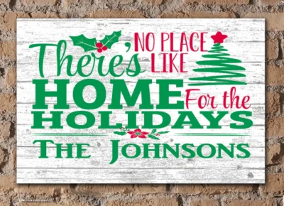 Personalized Christmas Rustic Family Name Wall Art Holiday Decor - Image 1 of 4