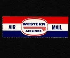 Opc Vintage Western Airlines Air Mail 2 1/2" Etiquette Label Hinged 35358