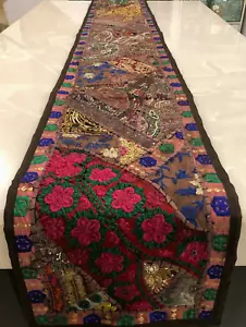 TABLE RUNNER PATCH WORK HAND EMBROIDERED SIZE 20"X60" USA SELLER FREE SHIP - Picture 1 of 8