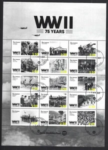HOJA DE 15 NUEVA ZELAND 2020 SEGUNDA GUERRA MUNDIAL 75 AÑOS FINA USADA - Imagen 1 de 1