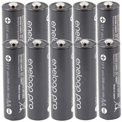 10 Panasonic eneloop Pro NiMH Batteria, AA Mignon, 2500mAh con Potenza Extra Potente - Immagine 1 di 2