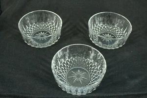 SET of 3 Arcoroc France Bevel Cut Glass Salad Bowl Dish, Dinnerware, Kitchenware - Picture 1 of 5