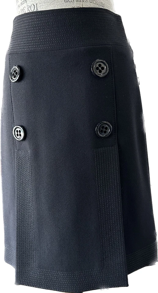 Falda Dolce & Gabbana Negra 100% Lana Virgen con Forro de Leopardo 40 EE. UU. Talla 10 Foto 1 de 4