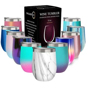 12 Oz Stainless Steel Tumbler With Lid Wine Tumbler Double Wall Vacuum Insulated - Picture 1 of 9