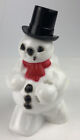 Vintage Rosbro Hard Plastic Snowman Candy Container 5” Christmas 1950's READ
