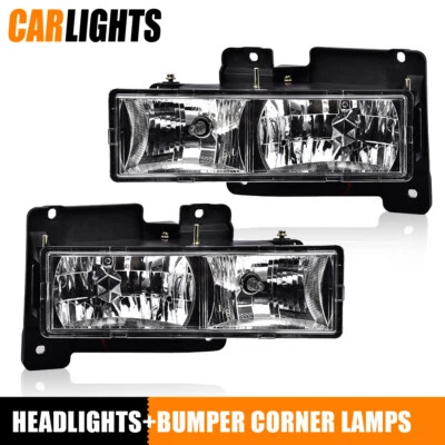 2X Front Chrome Headlights HeadLamps Fit For 1994-1998 GMC C1500/C2500/C3500 - Image 1 of 4