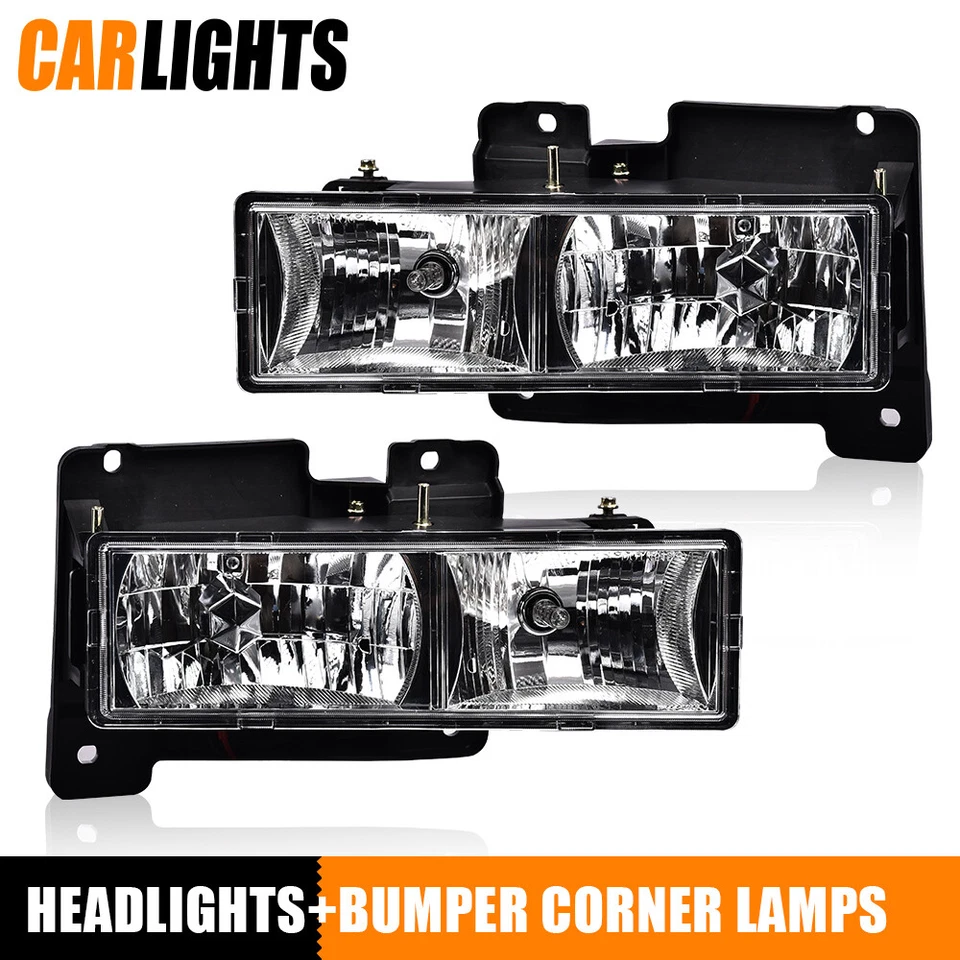2X Front Chrome Headlights HeadLamps Fit For 1994-1998 GMC C1500/C2500/C3500 Foto 1 de 4