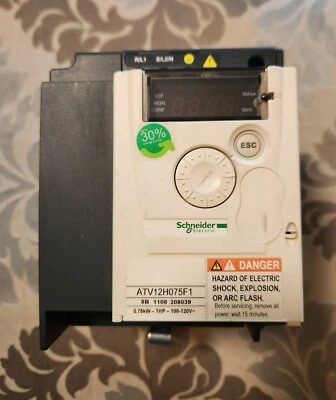 Schneider Electric Altivar ATV12H075F1 1 HP 0.75kW VFD 4.2A 120v 240v 1-3 Phase - Image 1 of 4