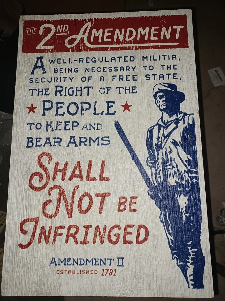 The 2nd Amendment Placard 18" x 12" Particle board sign rear screw hanging slot - Image 1 of 1
