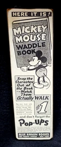 Vintage Mounted 1934 Mickey Mouse Original Waddle Book Ad Blue Ribbon Books - Picture 1 of 5