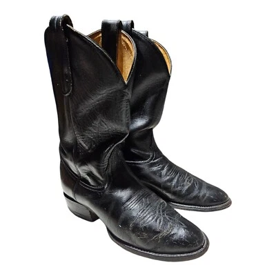 Tony Lama - Talla 7M - Botas de Vaquero Negras Vintage Estilo 2801 Foto 1 de 4