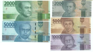 Indonesia 2000 5000 10000 20000 50000 Rupia Banknote AAA First Prefix 5pcs 2016 - Picture 1 of 4