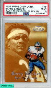 1999 TOPPS GOLD LABEL RACE TO PAYTON BARRY SANDERS #R8 BLACK LABEL PSA 9 MINT - Picture 1 of 3
