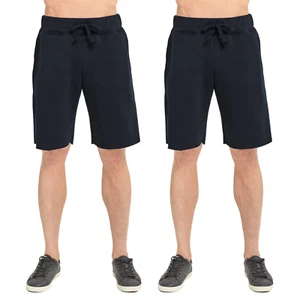 2 Pack Men's Fleece Shorts Cotton Heavyweight with Drawstring and Pockets S-3XL - Picture 1 of 23