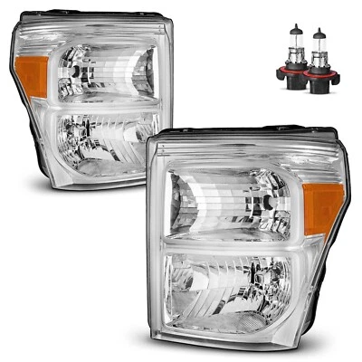 For 2011-2016 Ford F250 F350 F450 F550 Super Duty Chrome Headlights W/Bulbs L+R Foto 1 de 4