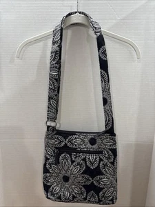 Vera Bradley Triple Zip Hipster Crossbody Bag Blanco Bouquet Theme black white - Picture 1 of 14
