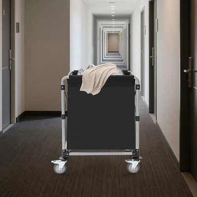 Commercial Laundry Cart with Wheels Foldable Metal Laundry Cart Max Load 100kg - Image 1 of 4
