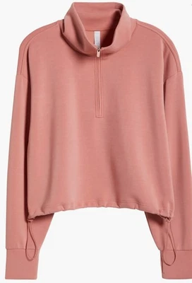 Pullover Zella Ultrasoft Tejido Media Cremallera Pequeño Nordstrom Rosa Desierto Foto 1 de 4