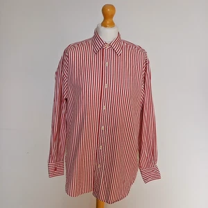 Camisa De Colección Ralph Lauren Reino Unido 14 Rayas Rojas y Blancas Abotonada con Puño Monograma - Imagen 1 de 7