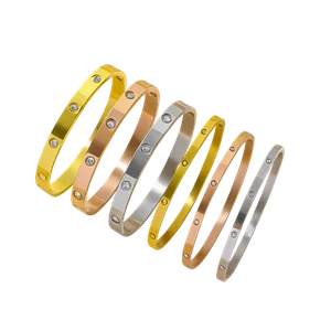 Bracciale Rigido in Acciaio al Titanio con Zirconi - Picture 1 of 11