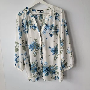 NYDJ Damen Bluse geblümt Biesen hinten Größe L Dreiviertelarm - Bild 1 von 8