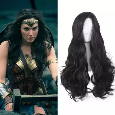 Wonder Woman Diana Prince Black Wig Stage Performance Halloween Cospaly Props - Image 1 of 4
