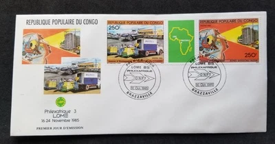 Congo Philexafrica´85 1985 Philatelic Postal Airport Airplane Aviation Eye (FDC) - Image 1 of 4