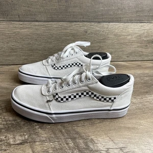 Vans Old Skool Herren 8 Skateboard Schuhe weiß schwarz kariert Streifen Canvas Sneaker - Bild 1 von 10