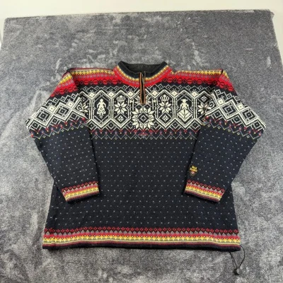 Vtg Dale Of Norway Pure New Wool 1/4 Zip Knit Sweater Fair Isle Nordic Men's XL - Image 1 of 4