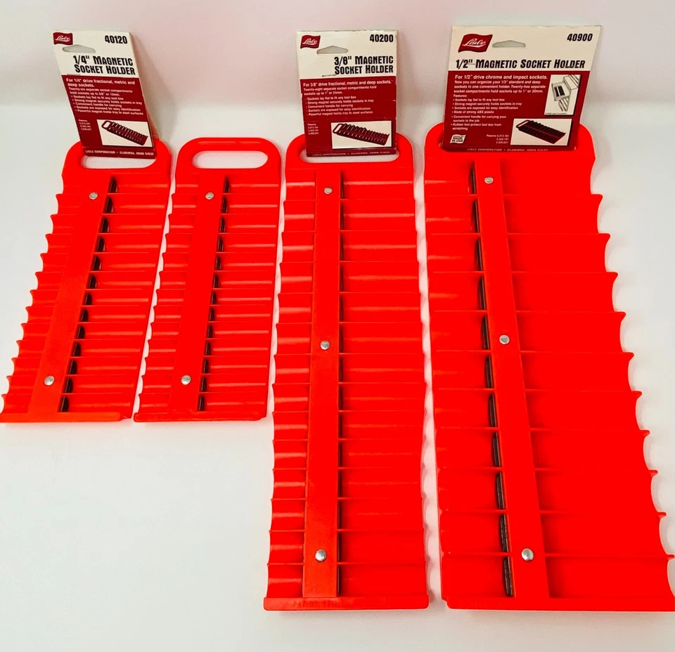 Juego de 4 soportes de enchufe magnéticos Lisle para enchufes de 1/4" 3/8" 1/2" precio de venta sugerido por el fabricante 133,40 USD Foto 1 de 4