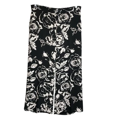 Lauren Ralph Lauren Women's Black Cabbage Rose Print Wide Leg Pants Size 14P - Image 1 of 4