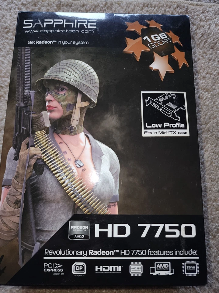 Sapphire AMD Radeon HD 7750 1GB DDR5 PCI-E Low Profile - Complete in box "unused - Image 1 of 4