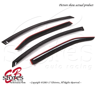 Black Tinted Out-Channel Vent Visor Deflector 4pcs For 2009-2013 Kia Forte - Imagem 1 de 4
